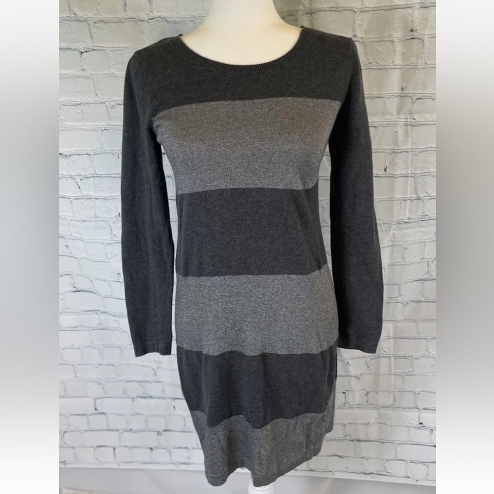 Banana Republic Sweater Dress Long Sleeves Grey Metallic Striped Women's size S